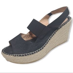 Vidorreta black sling back wedge sandals size 39